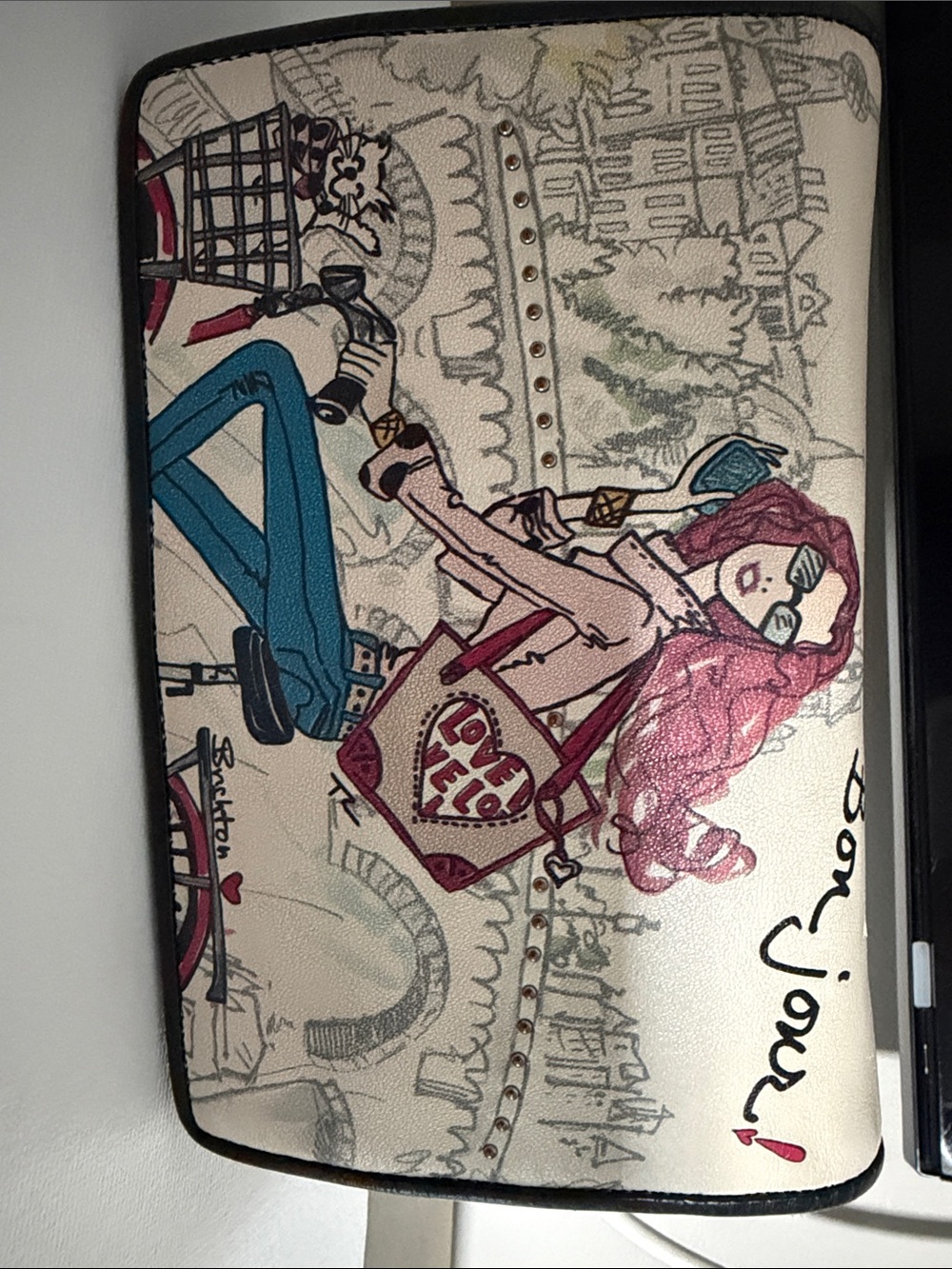 Brighton Cream Bag with Pink-Haired Girl and Blue Jeans Graphic